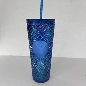 Starbucks Holiday 2022 Azure Blue Iridescent Jeweled Tumbler Venti 24oz